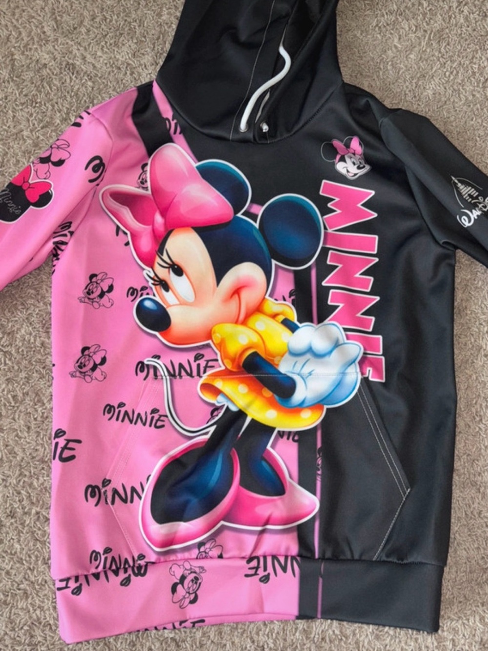 Disney Minnie Mouse Kids Swim Hoodie - Pink, Black & Yellow